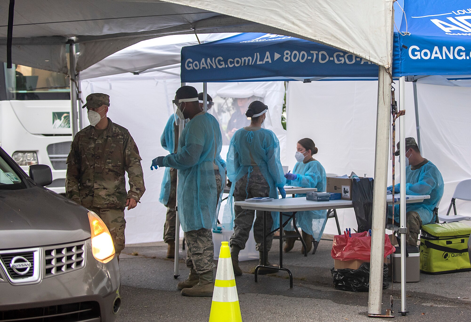 159th Medical Group perform COVID-19 testing with local and state partners.