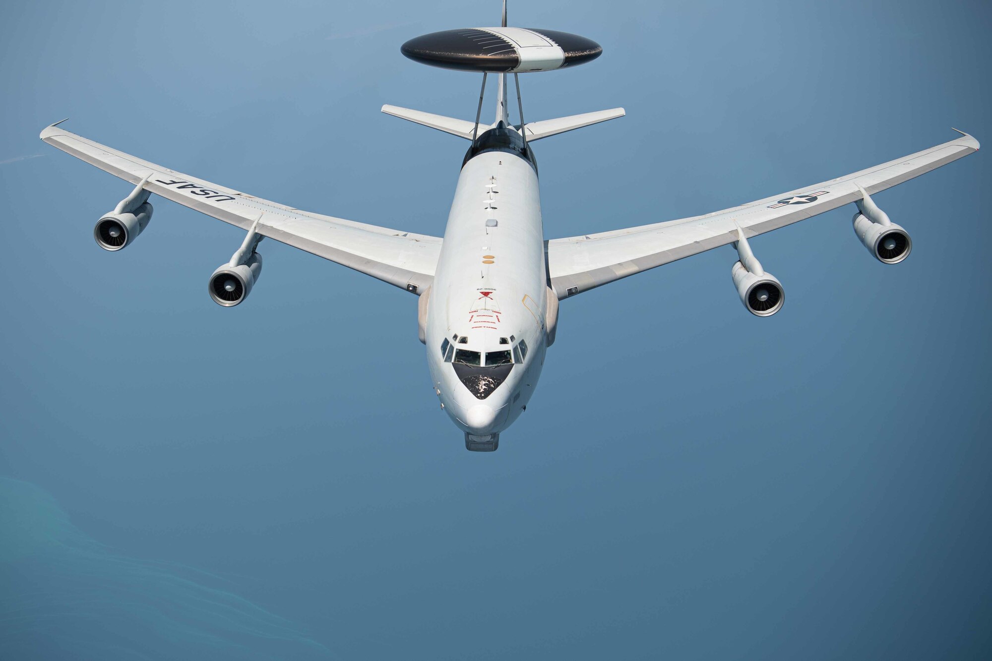 A U.S. Air Force E-3 Sentry flies over the U.S. Central Command area of responsibility, July 25, 2020.