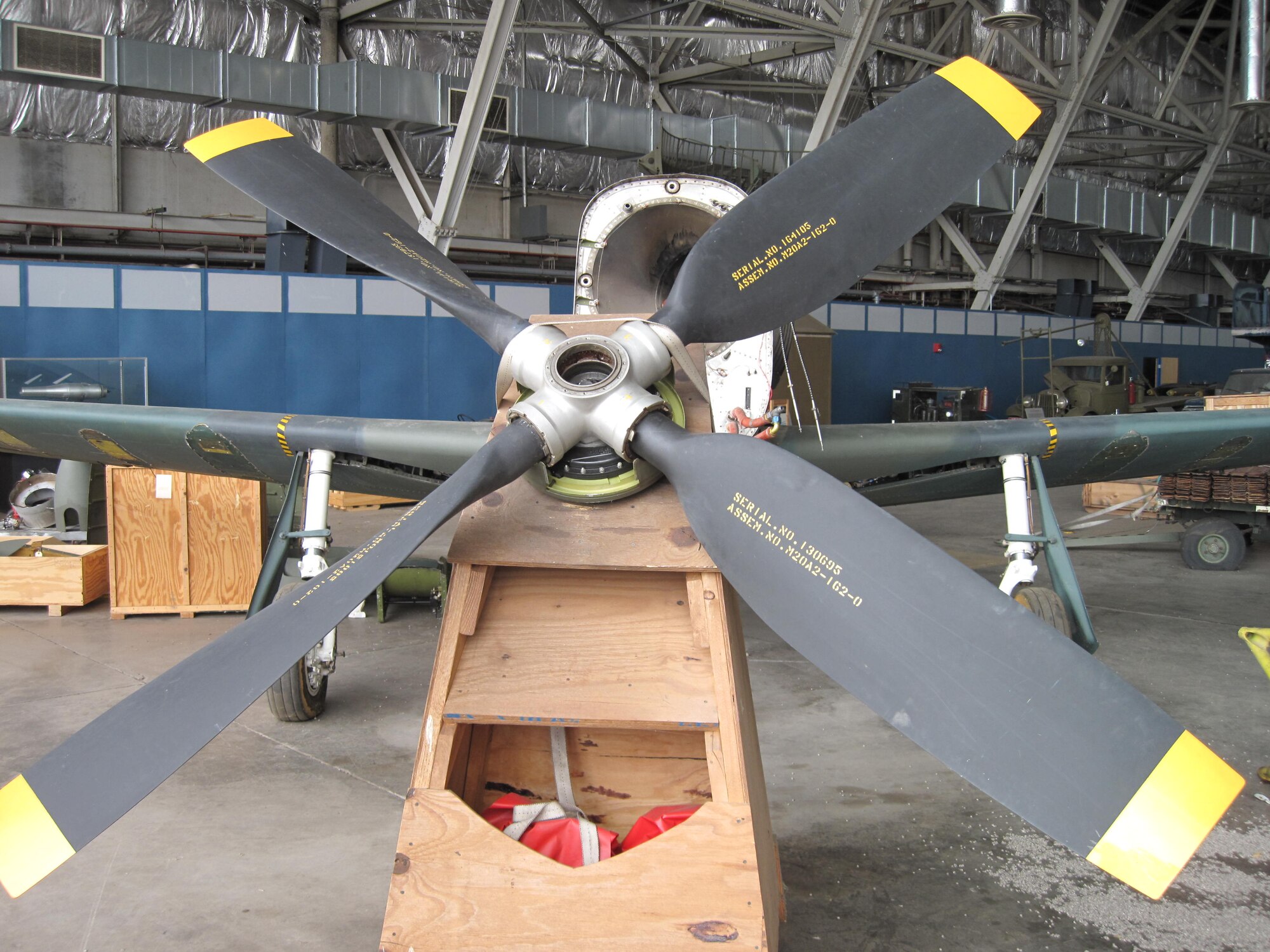 Picture of Piper PA-48E disassembled in storage hangar.