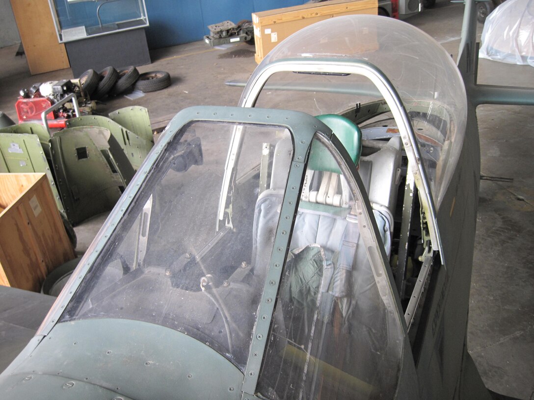 Picture of Piper PA-48E disassembled in storage hangar.