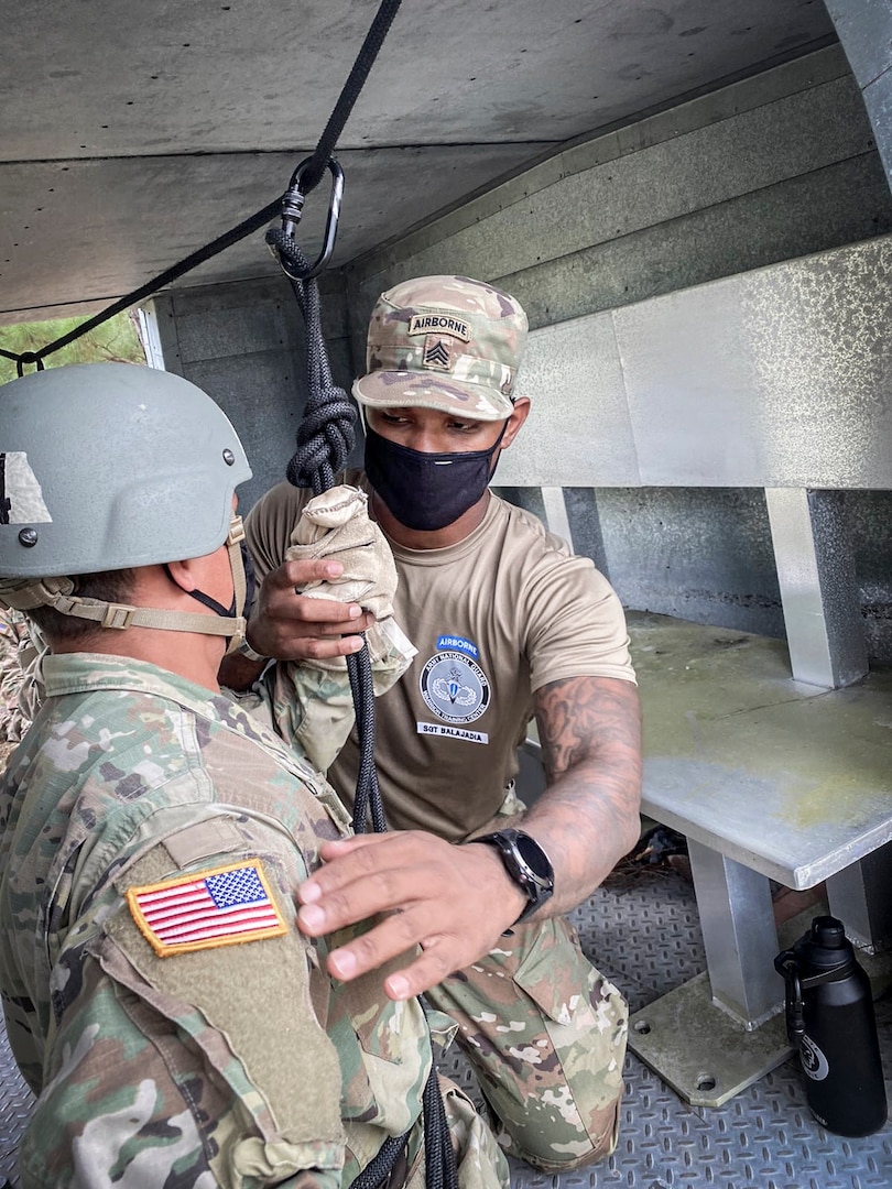 Sgt. Isaac Balajadia of the 1-294th Infantry Regiment, Guam National Guard, did so well at air assault school, he was asked to become an instructor.