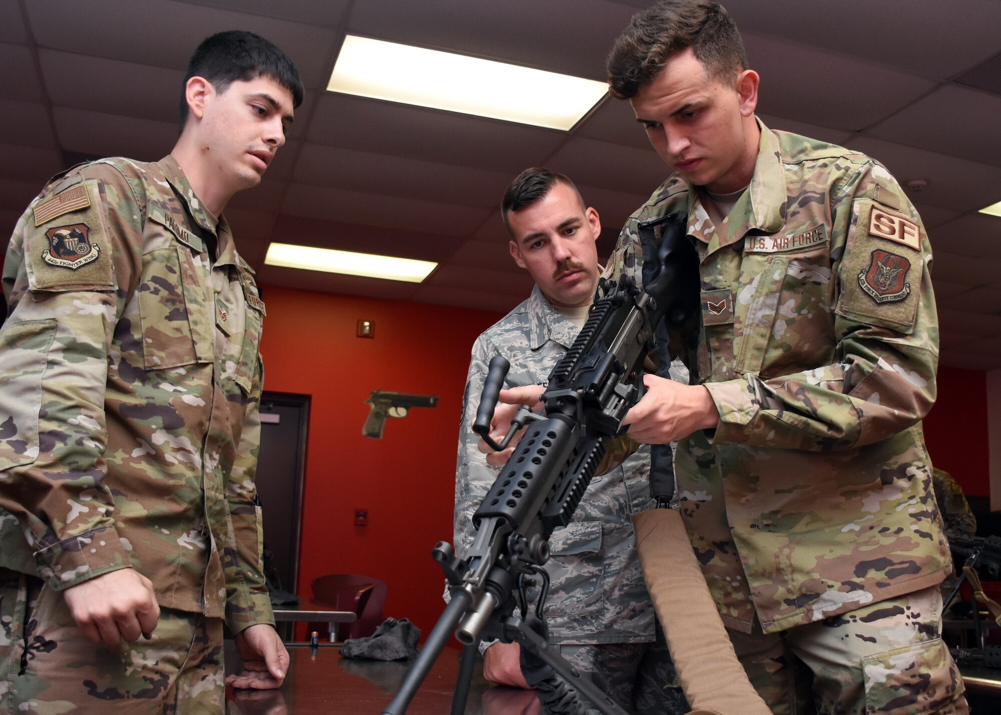 Defenders with the 442d Security Forces Squadron attend a Combat Arms Training and Maintenance course, Aug. 11, 2020, at Whiteman Air Force Base, Mo.