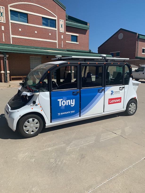 The type of automated shuttles that will be used in a Smart Transportation Testbed, a yearlong pilot program to plan, develop, demonstrate and employ automated vehicle (AV) technologies, is pictured. The testbed project, which will start in Fort Carson, Colorado, in September 2020, is a project managed by the U.S. Army Engineer Research and Development Center to determine how AV technology can help the military reduce transportation costs, improve public safety and enable faster delivery of services.