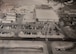 A black and white image of the Red Flag building being constructed.