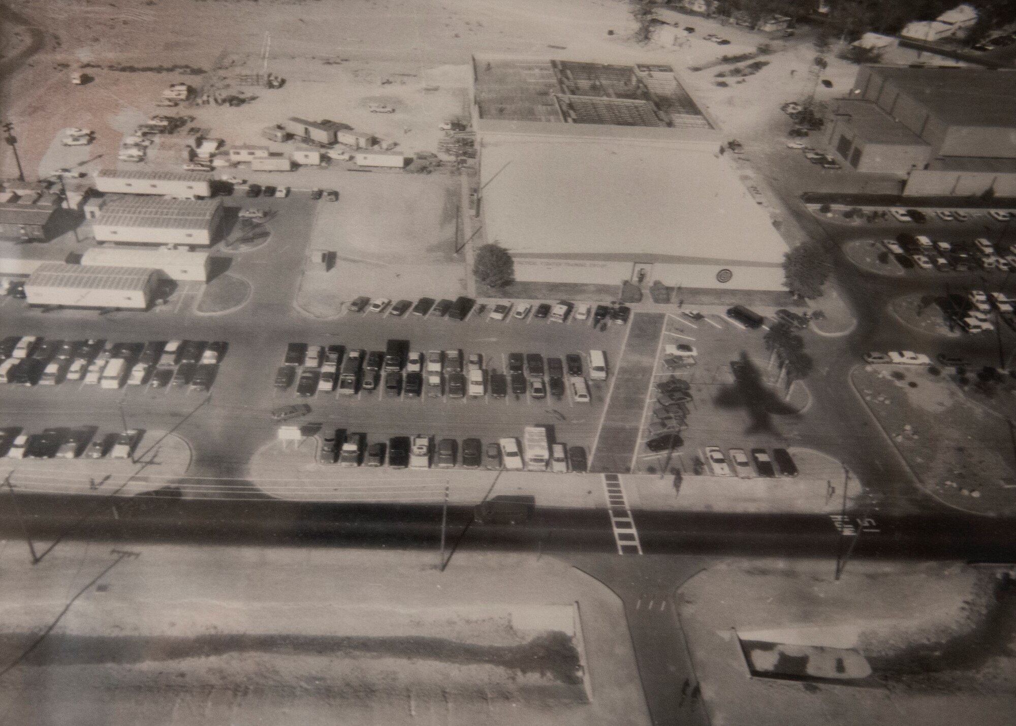 A black and white image of the Red Flag building being constructed.