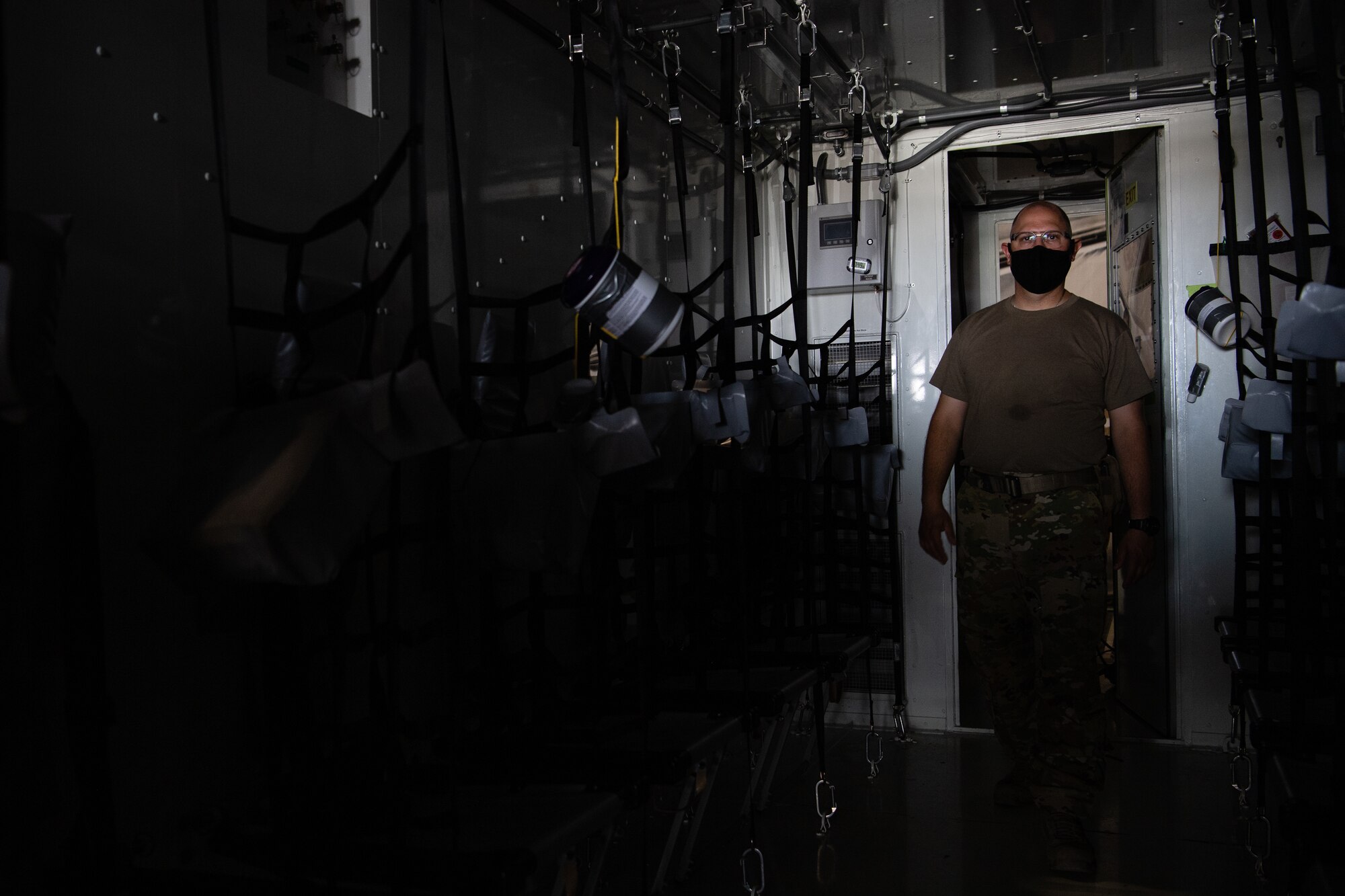 The NPC-Lite is the latest isolated containment chamber developed for intra-theater airlift of individuals with infectious diseases like COVID-19 and is designed to fit inside a C-130 Hercules aircraft.