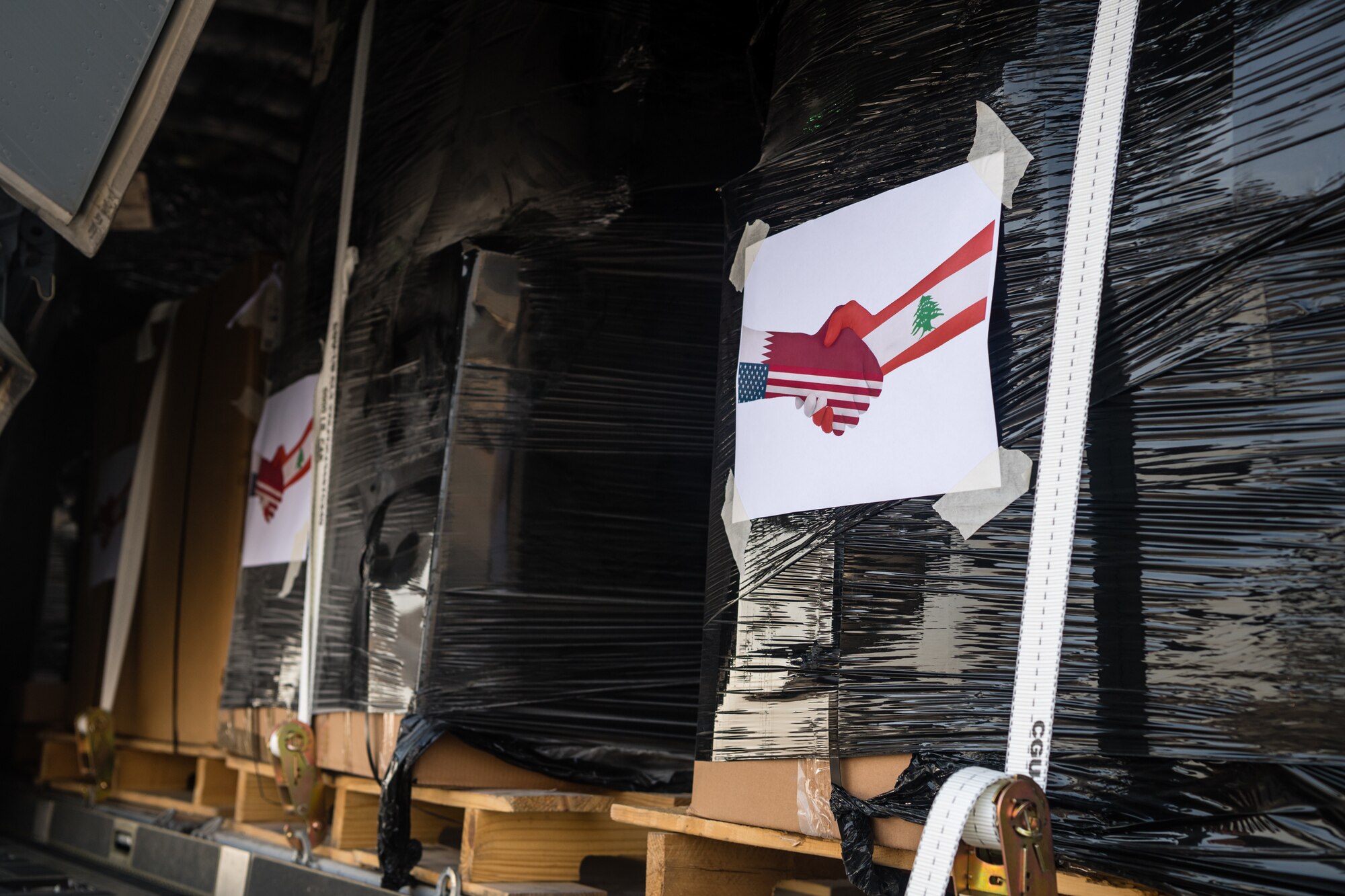 Donations of nonperishable food items, clothes, diapers, and toiletries were collected by military families and neighbors to benefit the people of Lebanon. U.S. Central Command and the Qatari military coordinated with Lebanese Armed Forces, U.S. Embassy-Beirut and USAID to transport critical supplies to support the needs of the Lebanese people.