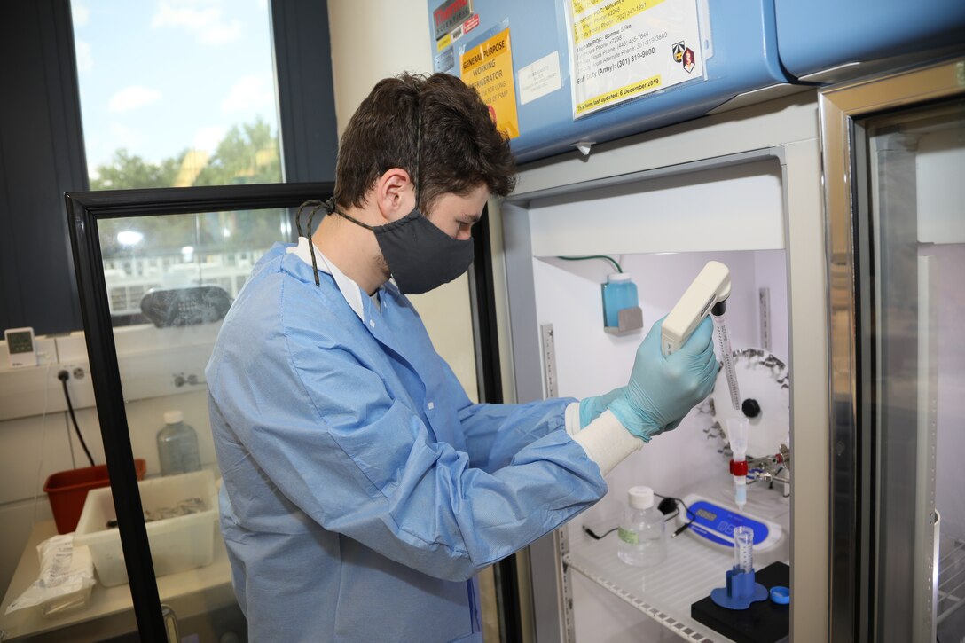 Scientist works on a coronavirus vaccine.