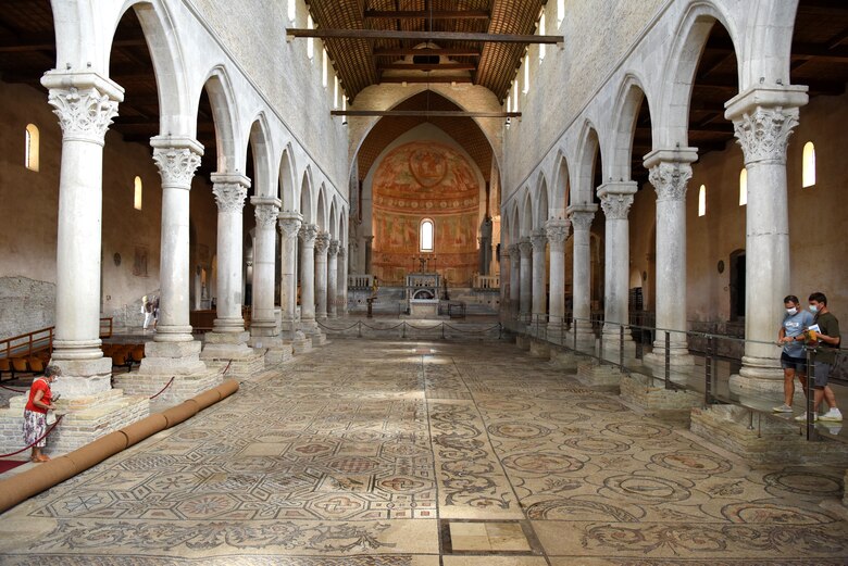 Inside the Patriarchal Basilica at Aquileia, Italy, July 25, 2020. The basilica was first built some time in 313 AD and was destroyed and rebuilt multiple times during its lifetime. (U.S. Air Force photo by Staff Sgt. Kelsey Tucker)