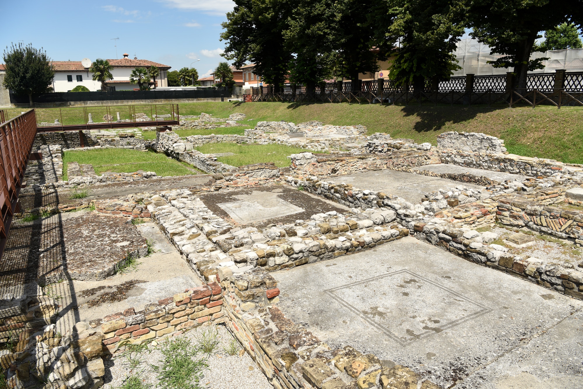 Ruins of Roman houses at Aquileia, Italy, July 25, 2020. There were about 34 rooms, many being large boardrooms with mosaic floors. (U.S. Air Force photo by Staff Sgt. Heidi Goodsell)