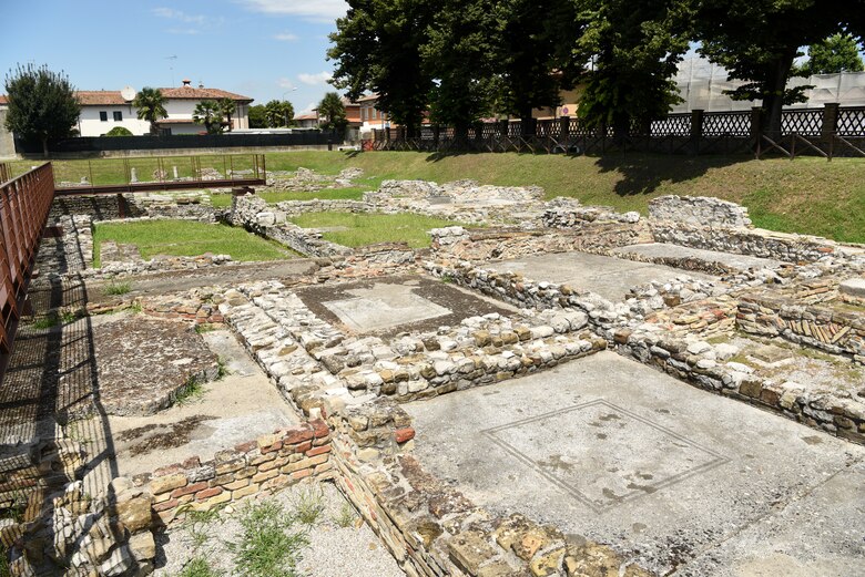 Ruins of Roman houses at Aquileia, Italy, July 25, 2020. There were about 34 rooms, many being large boardrooms with mosaic floors. (U.S. Air Force photo by Staff Sgt. Heidi Goodsell)