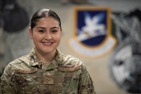 Coming from the valleys of Los Angeles County, Senior Airman Abril Martinez-Vasquez, 341st Security Forces Squadron arming use of force monitor, wanted better for herself and decided to join the Air Force.