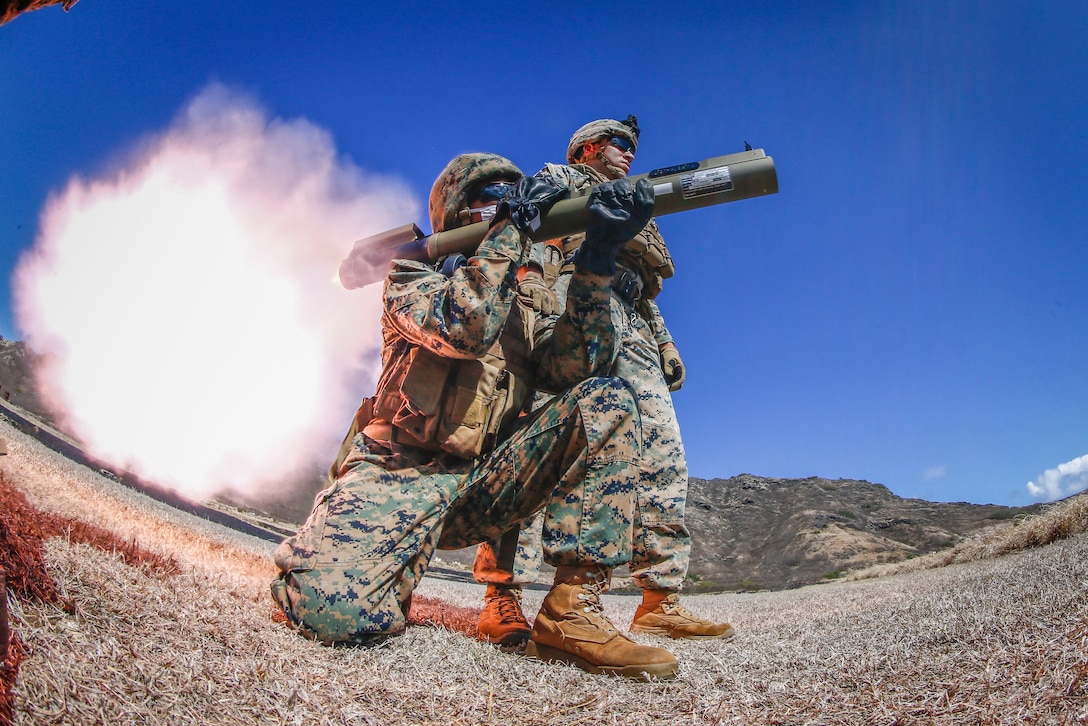 U.S. Marines fire an M72 LAW weapon system on Marine Corps Base Hawaii, Aug. 13.