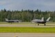 Two F-35A Lightning IIs prepare for take off during RED FLAG-Alaska 20-3 on Eielson Air Force Base, Alaska, Aug. 13, 2020. F-35s from Eielson as well as Hill Air Force Base, Utah, participated in the large force exercise and added a fifth-generation element to the aerial warfare training event. (U.S. Air Force photo by Senior Airman Beaux Hebert)
