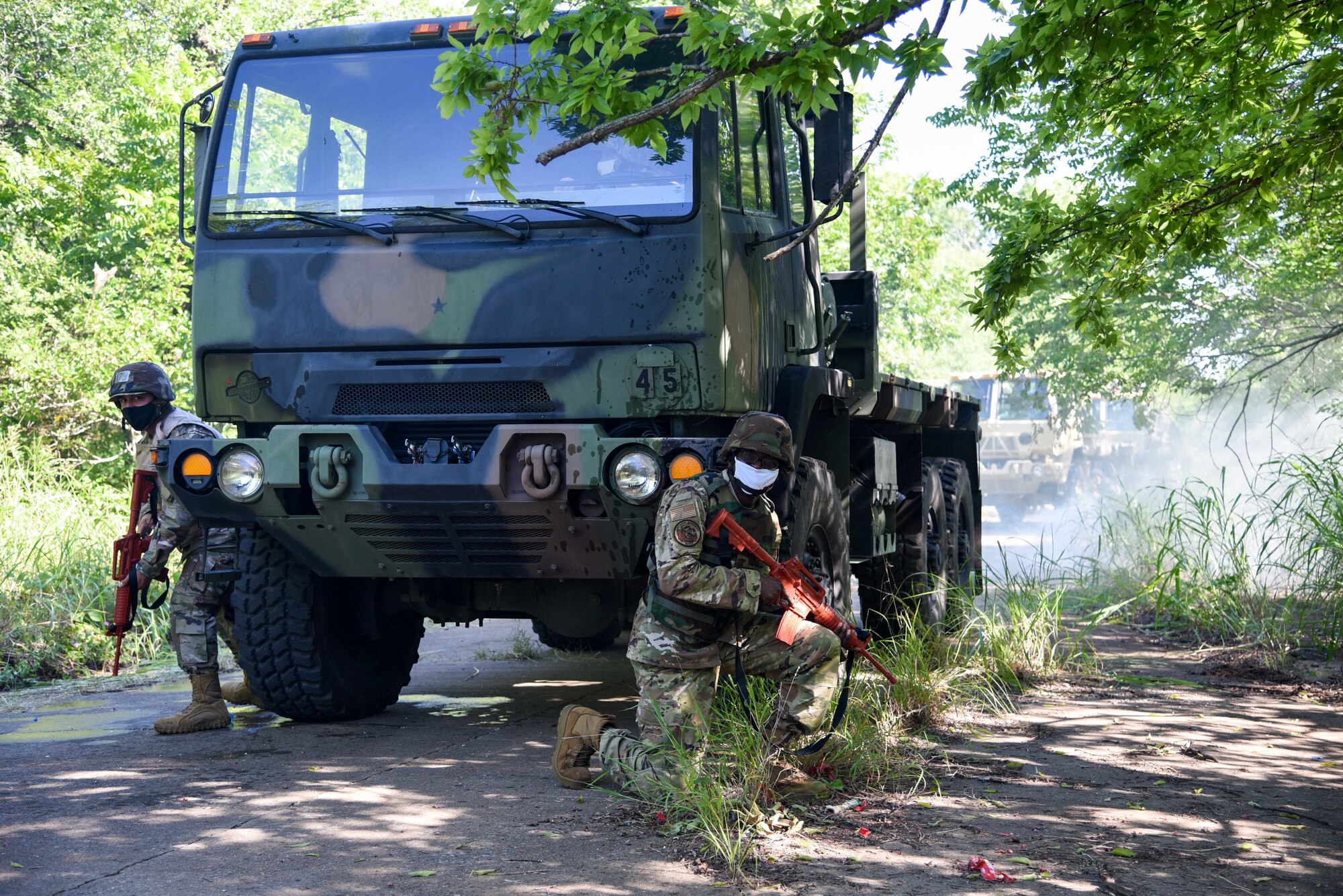 Two Airmen in a convoy