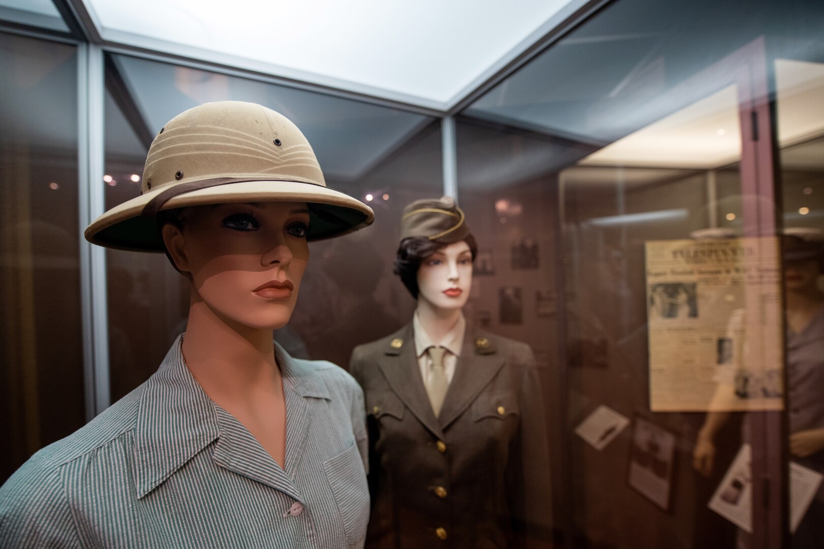 Artifacts from the Women in the Air Force gallery are displayed in the USAF Airman Heritage Training Complex, Aug. 10, 2020 at Joint Base San Antonio-Lackland, Texas. The Airman Heritage Museum collects, researches, preserves, interprets and presents the USAF Enlisted Corps history, heritage, and traditions to develop Airmen today and for tomorrow.  (U.S. Air Force photo by Sarayuth Pinthong)