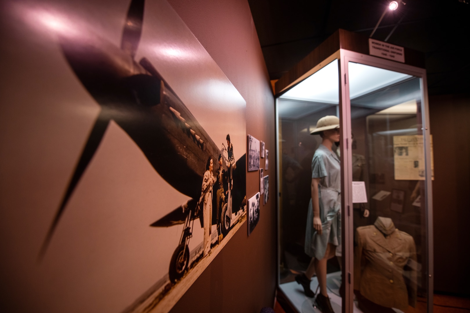 Artifacts from the Women in the Air Force gallery are displayed in the USAF Airman Heritage Training Complex, Aug. 10, 2020 at Joint Base San Antonio-Lackland, Texas. The Airman Heritage Museum collects, researches, preserves, interprets and presents the USAF Enlisted Corps history, heritage, and traditions to develop Airmen today and for tomorrow.  (U.S. Air Force photo by Sarayuth Pinthong)