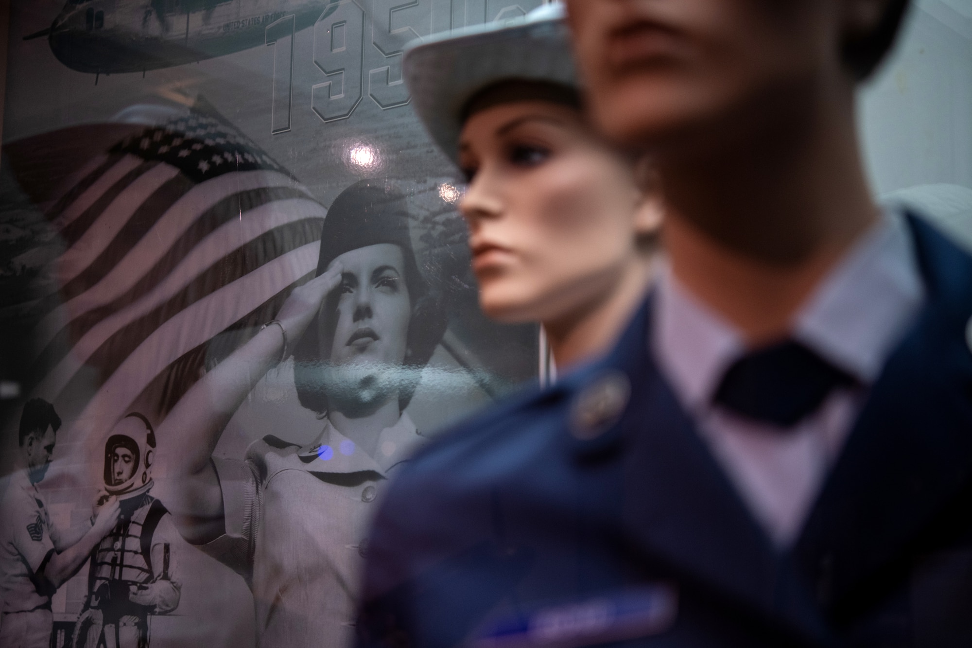 Artifacts from the Women in the Air Force gallery are displayed in the USAF Airman Heritage Training Complex, Aug. 10, 2020 at Joint Base San Antonio-Lackland, Texas. The Airman Heritage Museum collects, researches, preserves, interprets and presents the USAF Enlisted Corps history, heritage, and traditions to develop Airmen today and for tomorrow.  (U.S. Air Force photo by Sarayuth Pinthong)