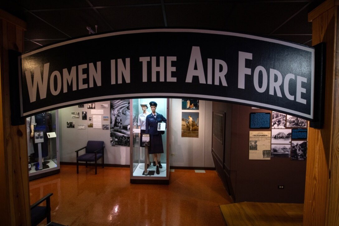 Artifacts from the Women in the Air Force gallery are displayed in the USAF Airman Heritage Training Complex, Aug. 10, 2020 at Joint Base San Antonio-Lackland, Texas. The Airman Heritage Museum collects, researches, preserves, interprets and presents the USAF Enlisted Corps history, heritage, and traditions to develop Airmen today and for tomorrow.  (U.S. Air Force photo by Sarayuth Pinthong)