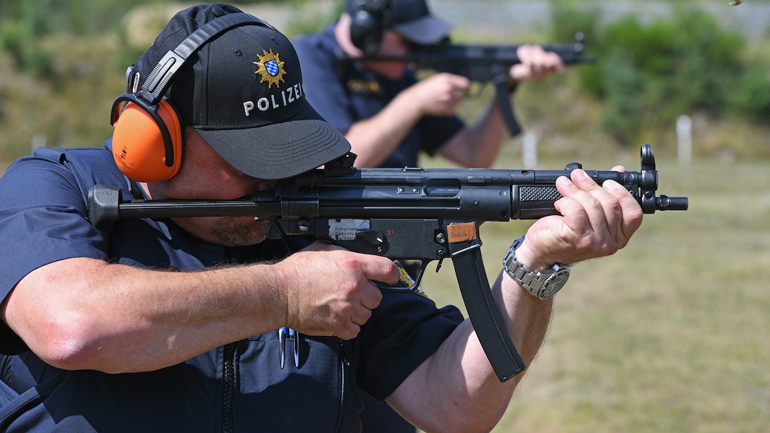 U.S. Military Police and German Polizei participate in friendship shoot