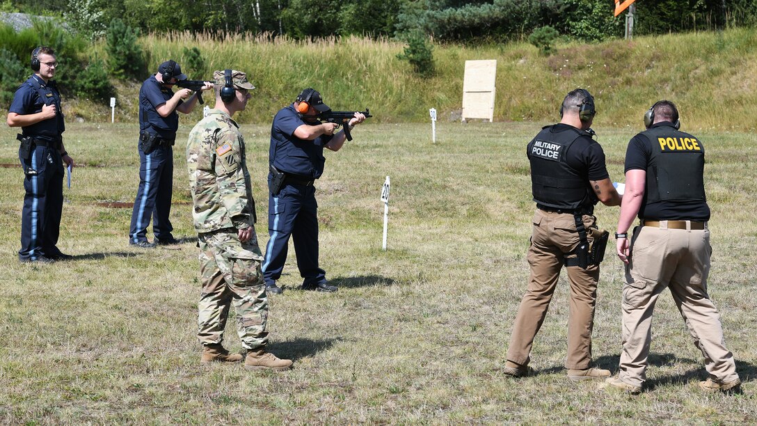 U.S. Military Police and German Polizei participate in friendship shoot