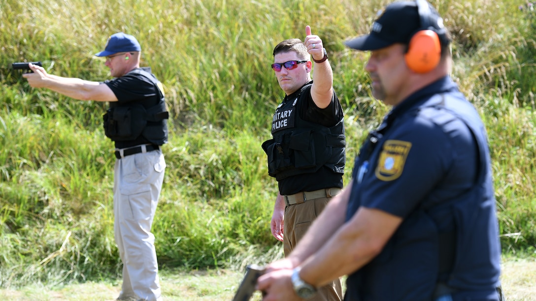 U.S. Military Police and German Polizei participate in friendship shoot