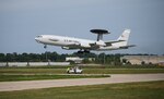 A 970th Airborne Air Control Squadron E-3 Sentry Airborne Warning and Control System lands during a joint training exercise with the 114th Fighter Wing at Joe Foss Field, South Dakota, Aug. 15, 2020. The joint training allowed AWACS pilots, maintainers and operators to work directly with F-16 pilots and maintainers to maintain mission readiness.