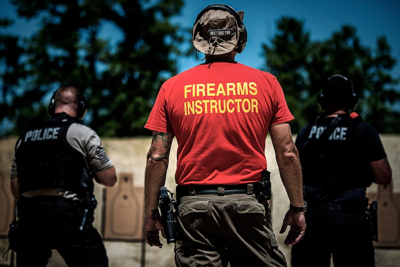 A photo of law enforcement firearms training at the U.S. Army Support Activity, Fort Dix ranges.