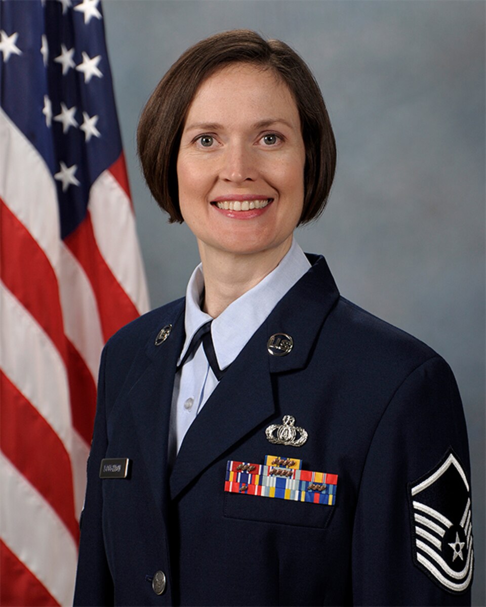 Official Photo of MSgt Julia Boughton, flutist with Academy Winds and Concert Band, two of nine ensembles in the United States Air Force Academy Band, Peterson AFB, CO.