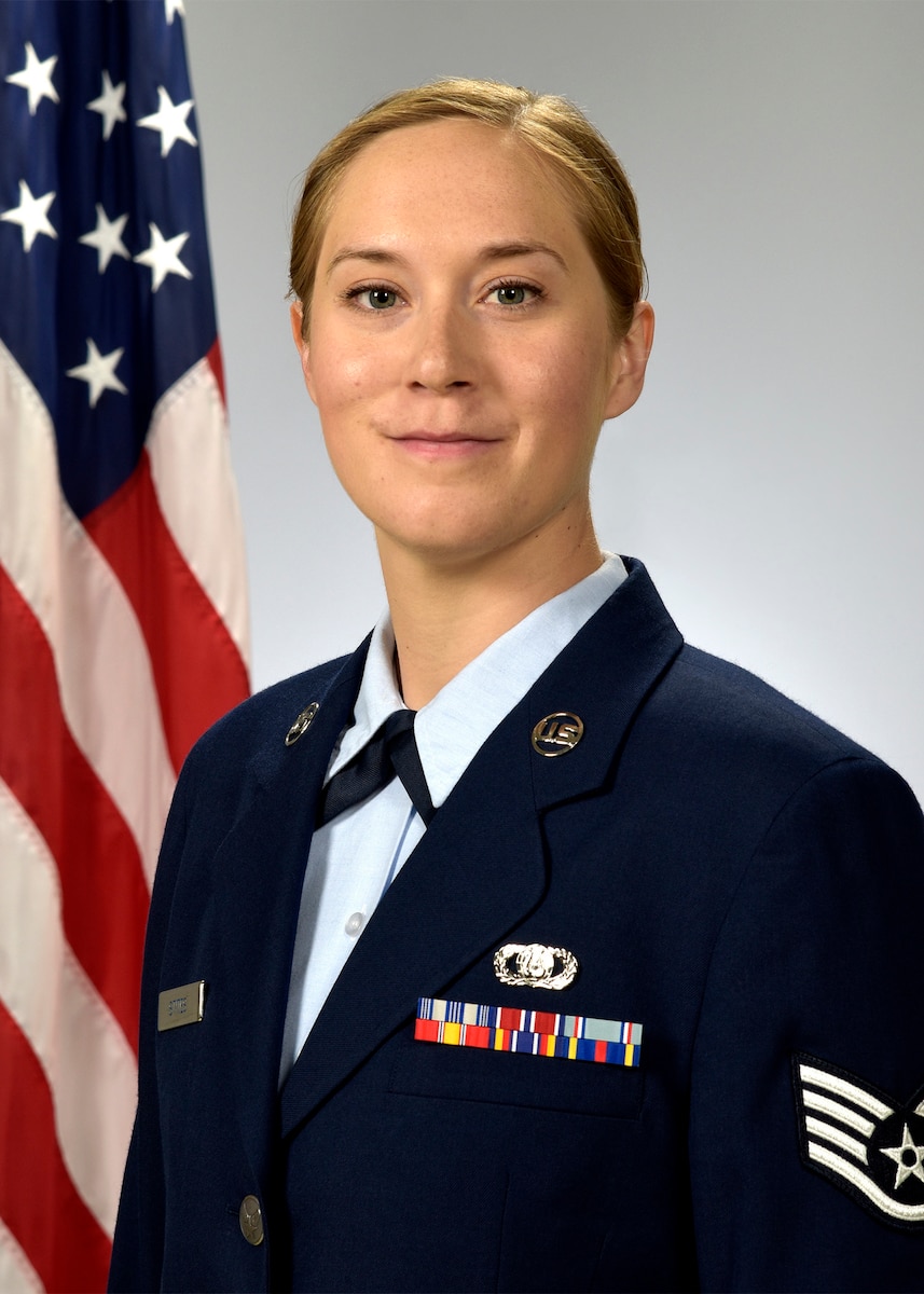 Official photo of SSgt Katherine Stites, oboist with Academy Winds and Concert Band, two of nine ensembles in the United States Air Force Academy Band, Peterson AFB, CO.