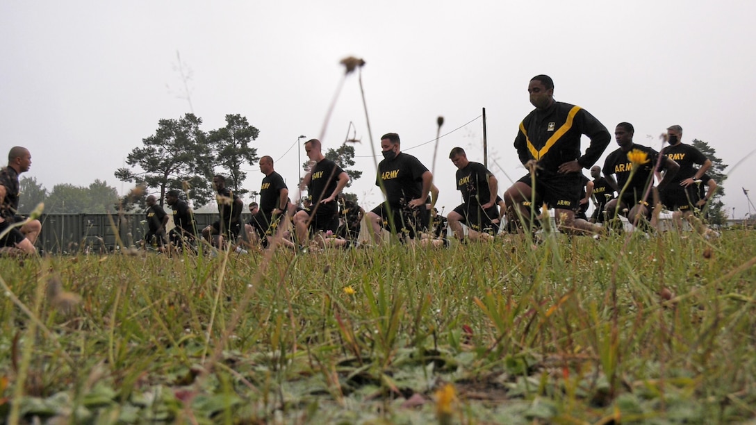 U.S. Army Reserve junior noncommissioned officers with the 7th Mission Support Command conduct physical readiness training as part of a Junior Leader Certification Program held in Grafenwoehr, Germany, July 28, 2020. The program is designed to reinforce standards and is unique to the Army Reserve.