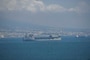 The Lewis B. Puller-class expeditionary sea base USS Hershel "Woody" Williams (ESB 4) departs Porto Napoli for its inaugural deployment in the U.S. 6th Fleet area of operations after stopping for fuel and supplies, Aug. 15, 2020.