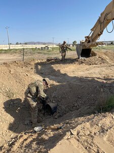 Soldiers from the Wisconsin Army National Guard's 829th Engineer Company construct an entry control point in Afghanistan in May 2020. Approximately 150 Soldiers from the 829th Engineer Company are deployed across the Middle East and Southwest Asia.