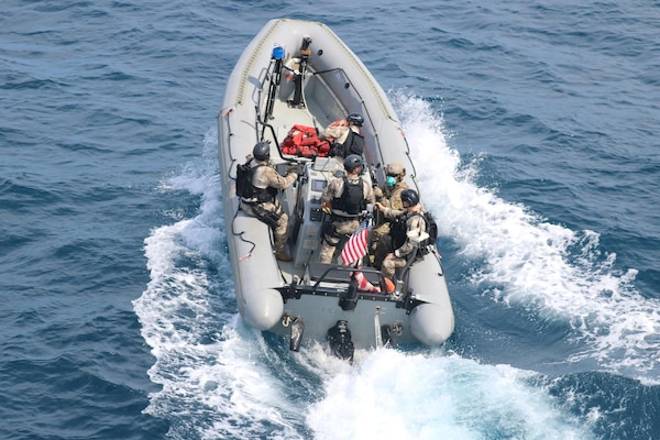 USS Nitze (DDG 94) with embarked U.S. Coast Guard Law Enforcement Detachment (LEDET) team conducts enhanced counter narcotics operations.