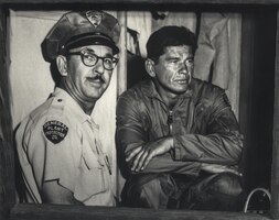 Actor Charles Bronson (right) during filming of the movie "X-15" at Edwards Air Force Base in 1961. (Photo courtesy of Air Force Test Center History Office)