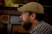 Josh Mayes. 628th Air Base Wing historian, interviews retired World War II veteran John Fisher Lammey,  in Savannah, Ga., July 24, 2020. As a historian, Mayes is in charge of documenting and managing historical events, programs and functions at Joint Base Charleston S.C.