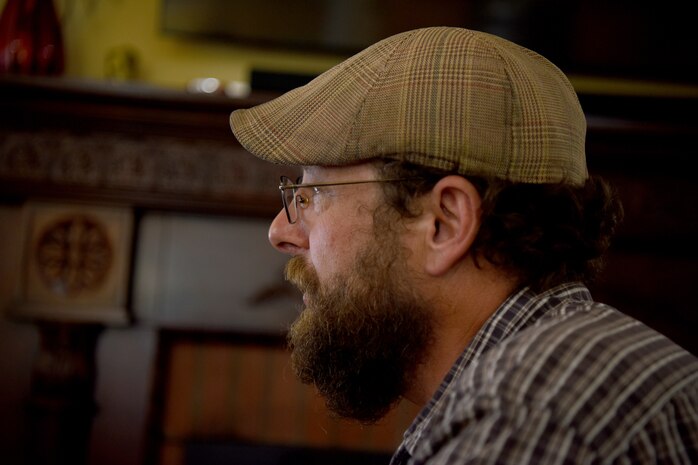 Josh Mayes. 628th Air Base Wing historian, interviews retired World War II veteran John Fisher Lammey,  in Savannah, Ga., July 24, 2020. As a historian, Mayes is in charge of documenting and managing historical events, programs and functions at Joint Base Charleston S.C.