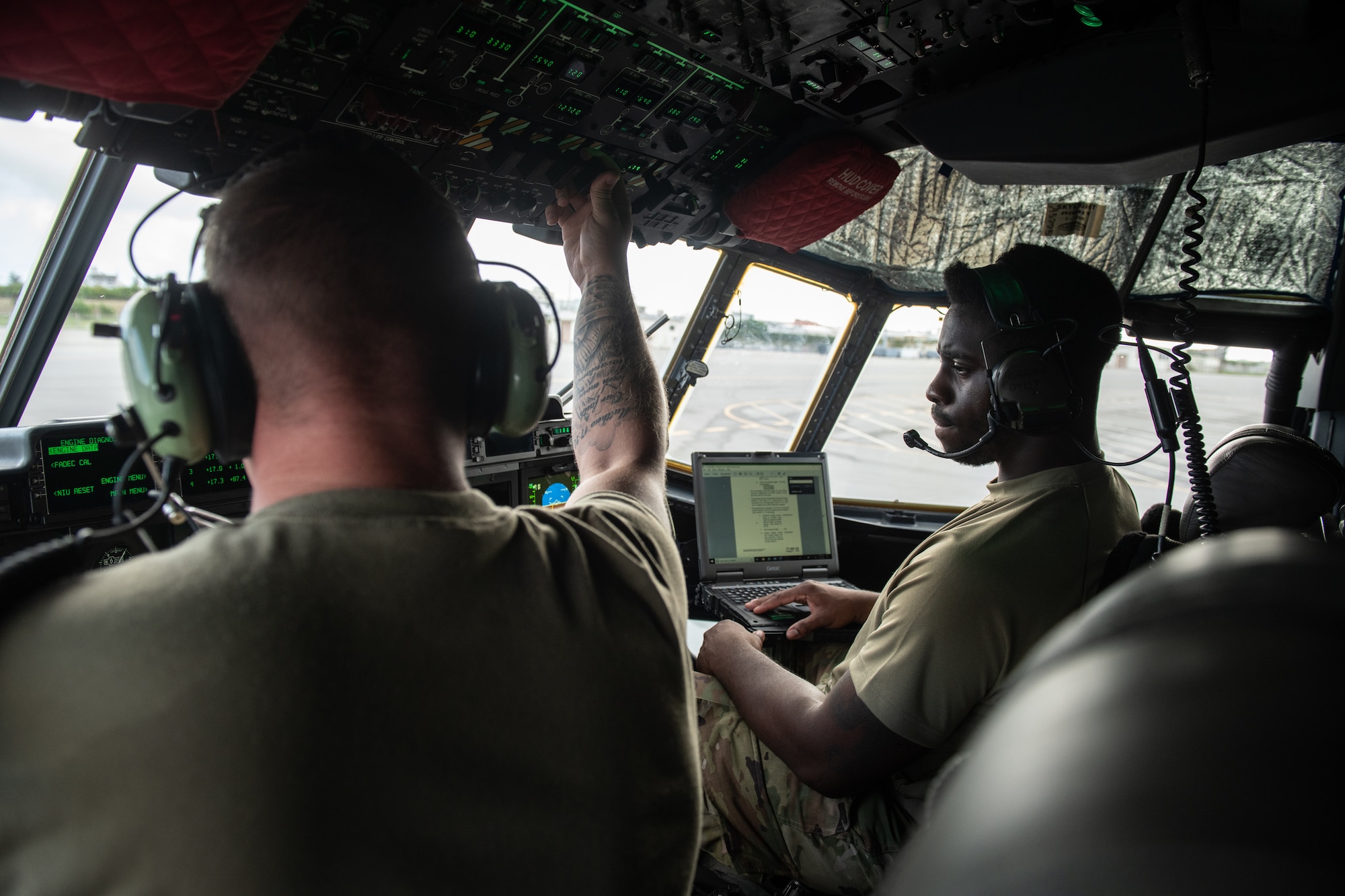 .S. Airmen assigned to the 353rd Special Operations Aircraft Maintenance Squadron conduct an engine test on an MC-130J Commando II July 30, 2020, at Kadena Air Base Japan. Maintainers ensure safe operation of the Commando II, which conducts infiltration, exfiltration, and resupply of U.S. and allied special operations forces.