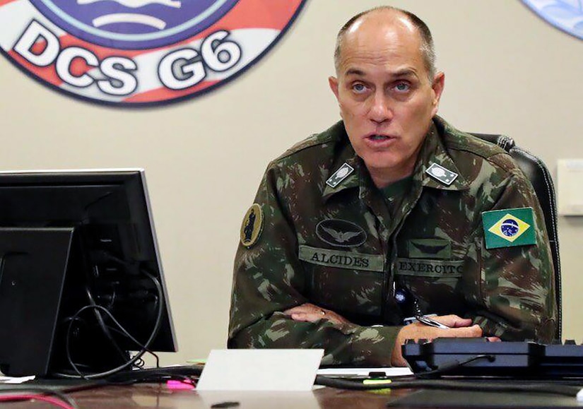 General-de-Brigada Alcides V. Faria, Jr., deputy commanding general of interoperability, U.S. Army South, participated in a virtual key leader engagement with personnel from the Jamaica Defence Force, Caribbean Disaster Emergency Management Agency (West) and the Office of Disaster Preparedness Management Aug. 17 to discuss humanitarian assistance and disaster relief preparations in Jamaica and assess capabilities in the event of a natural disaster.