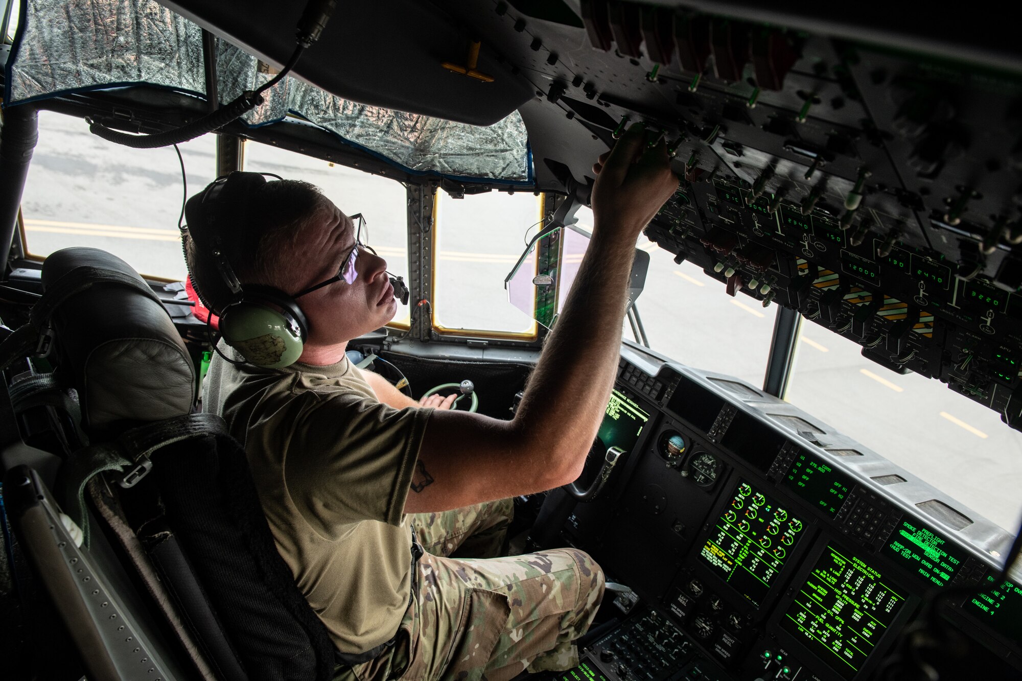 .S. Airmen assigned to the 353rd Special Operations Aircraft Maintenance Squadron conduct an engine test on an MC-130J Commando II July 30, 2020, at Kadena Air Base Japan. Maintainers ensure safe operation of the Commando II, which conducts infiltration, exfiltration, and resupply of U.S. and allied special operations forces.