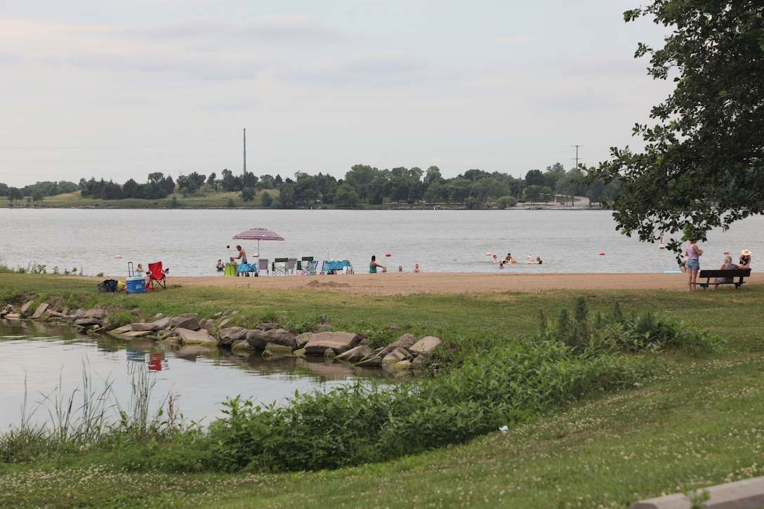 Guests swim in a cove at Pawnee State Recreation Area just outside of Lincoln, Neb., July 15.