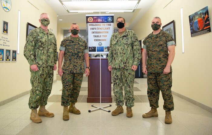 Norfolk, VA - Lt. Gen. Robert Hedelund kicks off a Navy and Marine Corps staff planning tabletop exercise.