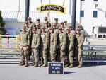 First Lt. Aidan O’Connor (front row, third from the right) poses alongside his fellow Ranger School Graduates after successfully completing the course. O’Connor, a graduate of the Virginia Military Institute, is currently assigned as the executive officer to Delta Company, 3rd Battalion, 116th Infantry Regiment, 116th Infantry Brigade Combat Team.