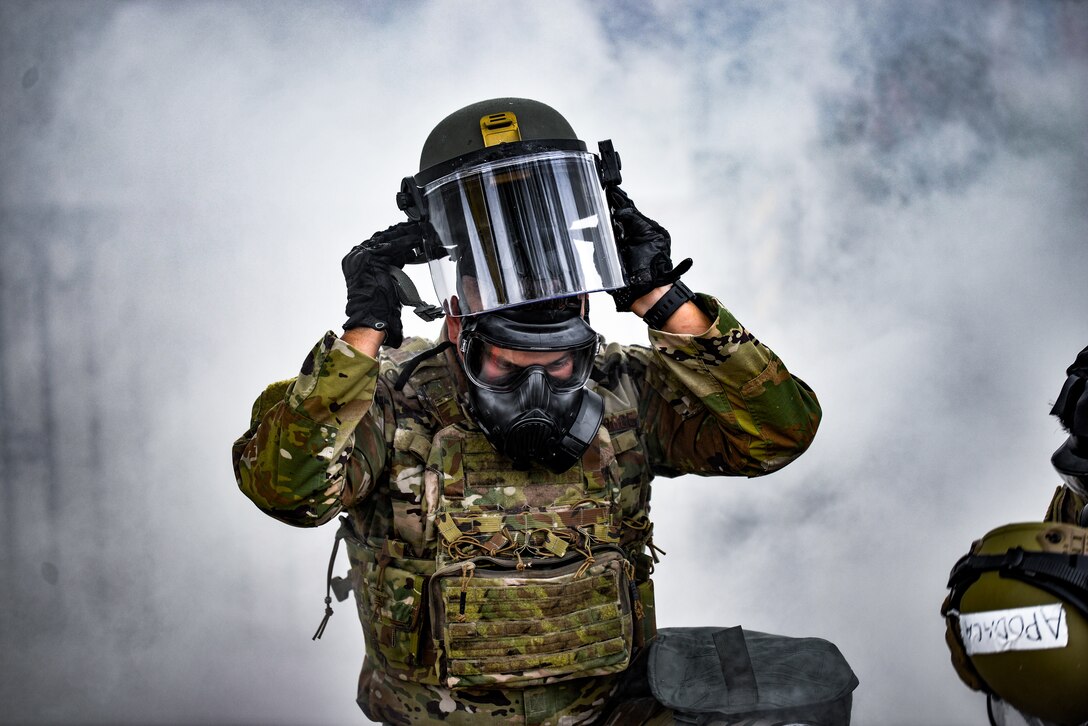 Members of the 150th Security Forces Squadron Conduct a Domestic Operations Exercise In support of the Joint New Mexico National Guard’s Reaction Force.