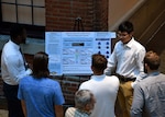 Naval Surface Warfare Center, Philadelphia Division (NSWCPD) employees serve as judges during the 2019 Naval Research Enterprise Internship Program (NREIP) and Science and Engineering Apprenticeship Program (SEAP) poster session. This year the programs were run virtually through video conferencing with virtual presentations replacing the poster session. (U.S. Navy photo by Kirsten St. Peter)