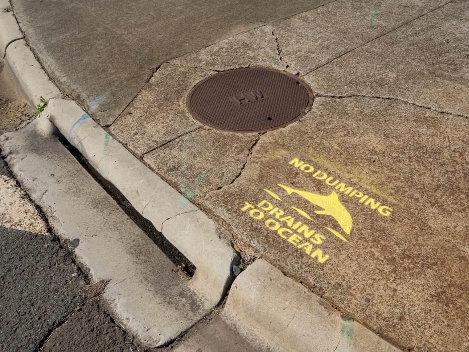 Stencils near storm water drains at MCBH