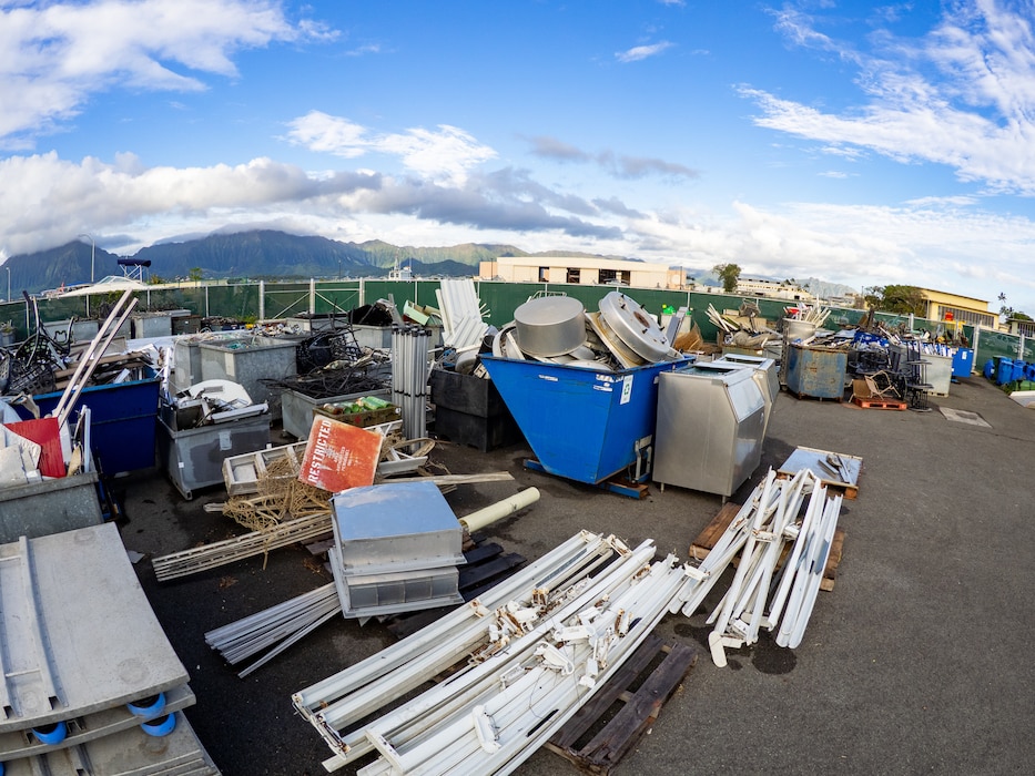 Various metals and other recyclables are separated and staged for shipping at the MCBH Recycling Center.