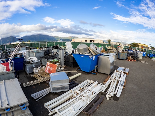 Various metals and other recyclables are separated and staged for shipping at the MCBH Recycling Center.