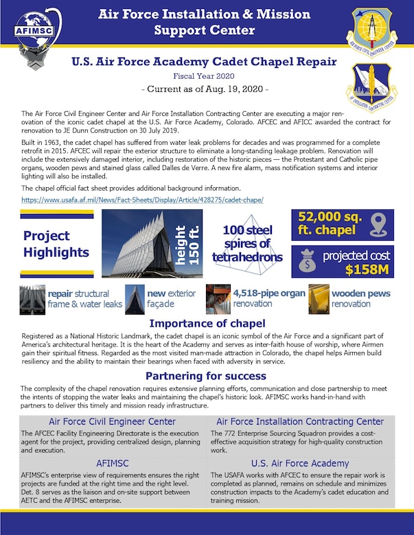 This snapshot details the major renovation of the iconic Cadet Chapel at the U.S. Air Force Academy.