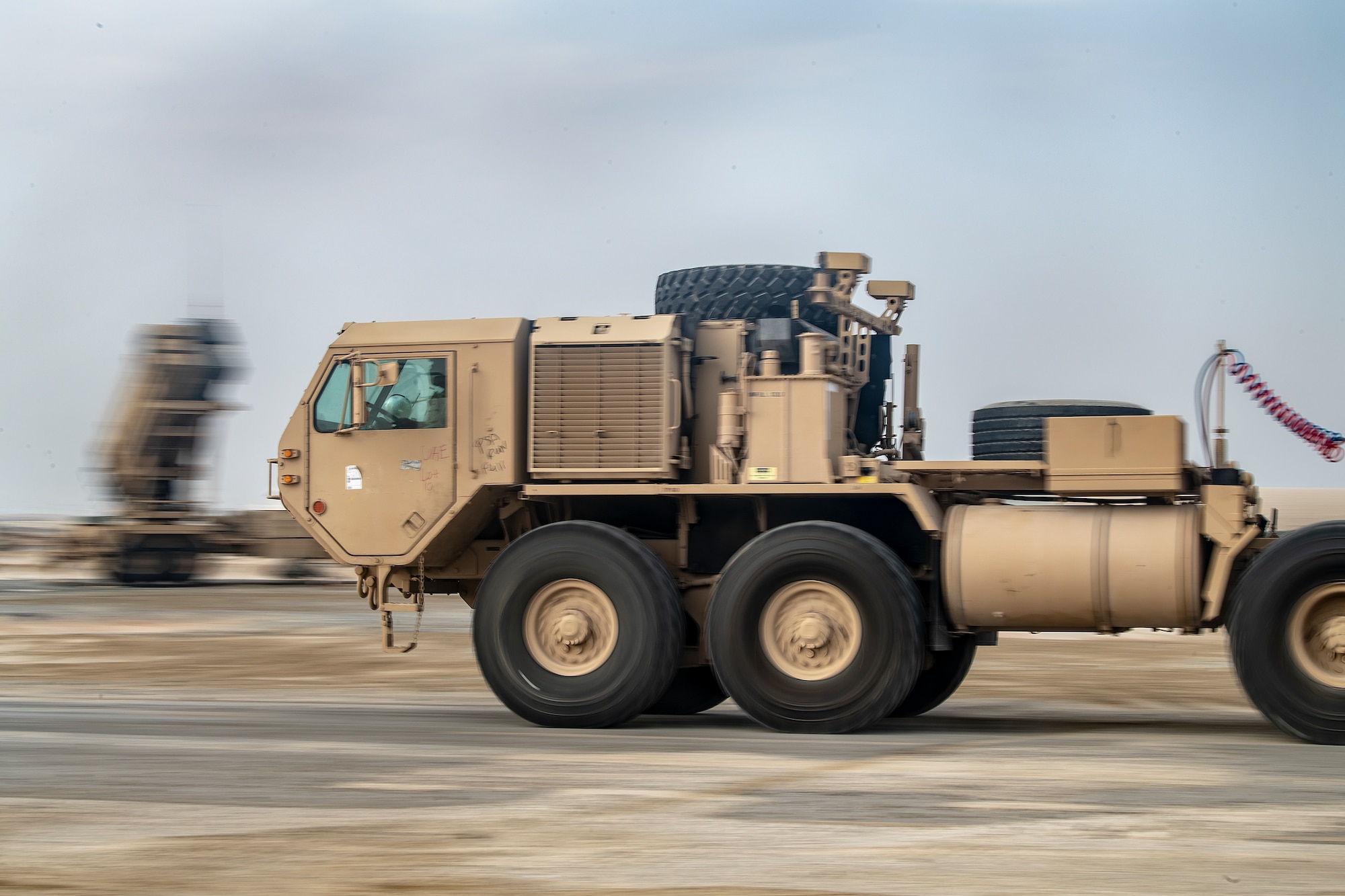 Soldiers from Alpha Battery 5-52 Air Defense Artillery Battalion perform Prepare for Movement and Emplacement in addition to a tactical convoy in order to conduct mobility exercises at Al Dhafra Air Base, United Arab Emirates, Aug. 21, 2020.